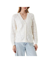 GUESS 1 USCITA Guess Ls Vn Pointelle Amel Cardigan Donna Bianco Bianco